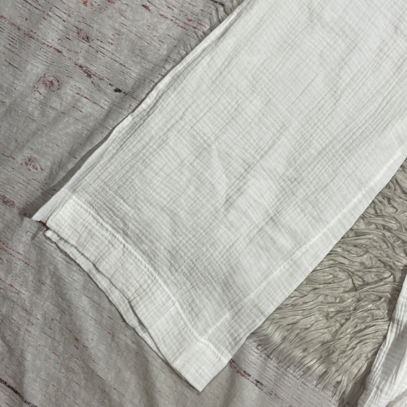 NWT Jonathan Simkhai EMBRY GAUZE COVERUP white wide leg pants - Picture 13 of 13